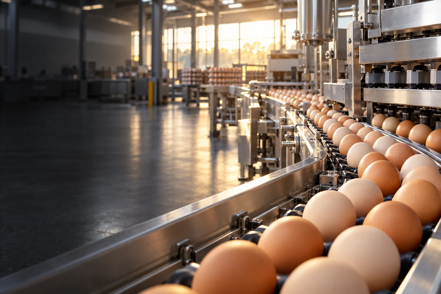 Eggs on a sorting line — illustrative photograph